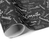 Twee namen koppel monogram zwart grijs wit cadeaupapier (Rol Hoek)