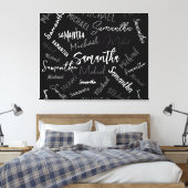 Twee namen koppel monogram zwart grijs wit canvas afdruk (Insitu (Slaapkamer))