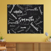 Twee namen koppel monogram zwart grijs wit canvas afdruk (Insitu (Woonkamer))