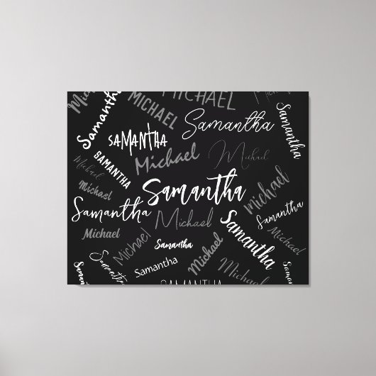 Twee namen koppel monogram zwart grijs wit canvas afdruk (Voorkant)