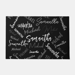 Twee namen koppel monogram zwart grijs wit deurmat
