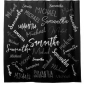 Twee namen koppel monogram zwart grijs wit douchegordijn (Voorkant)