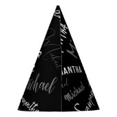 Twee namen koppel monogram zwart grijs wit feesthoedjes (Achterkant)