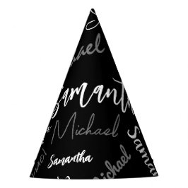 Twee namen koppel monogram zwart grijs wit feesthoedjes