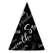 Twee namen koppel monogram zwart grijs wit feesthoedjes (Links)