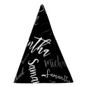 Twee namen koppel monogram zwart grijs wit feesthoedjes (Rechts)