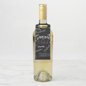 Twee namen koppel monogram zwart grijs wit flessenhanger (Op fles)