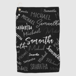 Twee namen koppel monogram zwart grijs wit golfhanddoek