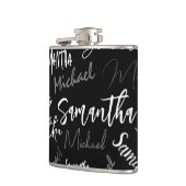 Twee namen koppel monogram zwart grijs wit heupfles (Links)