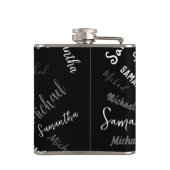 Twee namen koppel monogram zwart grijs wit heupfles (Achterkant)