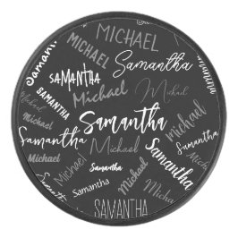 Twee namen koppel monogram zwart grijs wit hockey puck