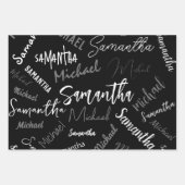 Twee namen koppel monogram zwart grijs wit inpakpapier vel (Voorkant 2)