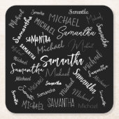 Twee namen koppel monogram zwart grijs wit kartonnen onderzetters (Voorkant)
