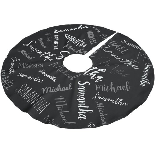 Twee namen koppel monogram zwart grijs wit kerstboom rok (Gekanteld)