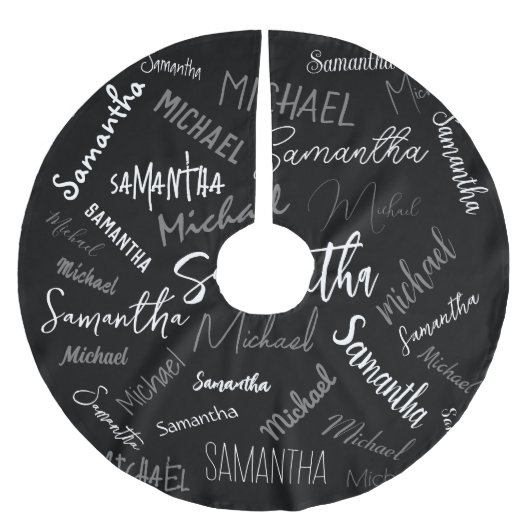 Twee namen koppel monogram zwart grijs wit kerstboom rok (Voorkant)