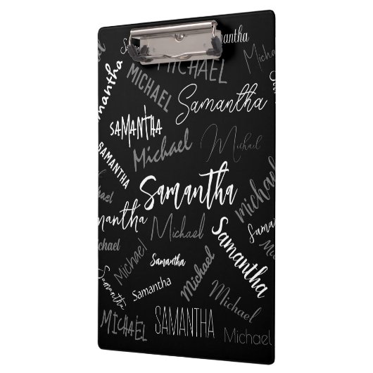Twee namen koppel monogram zwart grijs wit klembord (Links)