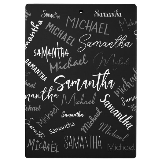 Twee namen koppel monogram zwart grijs wit klembord (Achterkant)