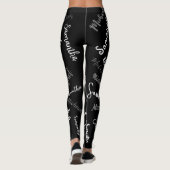 Twee namen koppel monogram zwart grijs wit leggings (Achterkant)