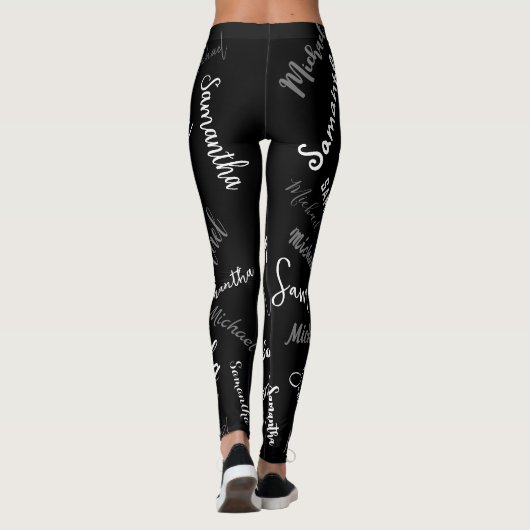 Twee namen koppel monogram zwart grijs wit leggings (Achterkant)