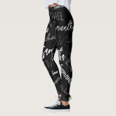 Twee namen koppel monogram zwart grijs wit leggings (Links)