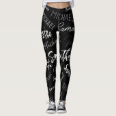 Twee namen koppel monogram zwart grijs wit leggings (Voorkant)