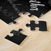 Twee namen koppel monogram zwart grijs wit legpuzzel (Zijkant)