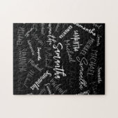 Twee namen koppel monogram zwart grijs wit legpuzzel (Horizontaal)