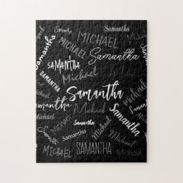 Twee namen koppel monogram zwart grijs wit legpuzzel