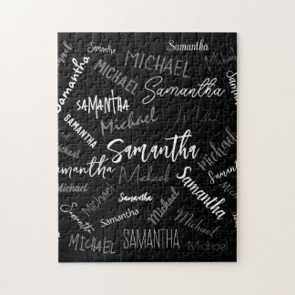 Twee namen koppel monogram zwart grijs wit legpuzzel