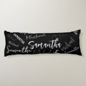 Twee namen koppel monogram zwart grijs wit lichaamskussen (Achterkant)
