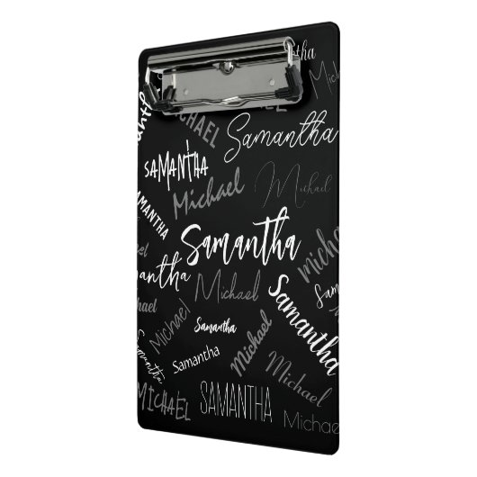 Twee namen koppel monogram zwart grijs wit mini klembord (Angled2)
