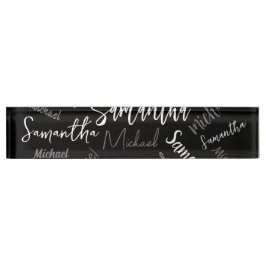 Twee namen koppel monogram zwart grijs wit naambordje