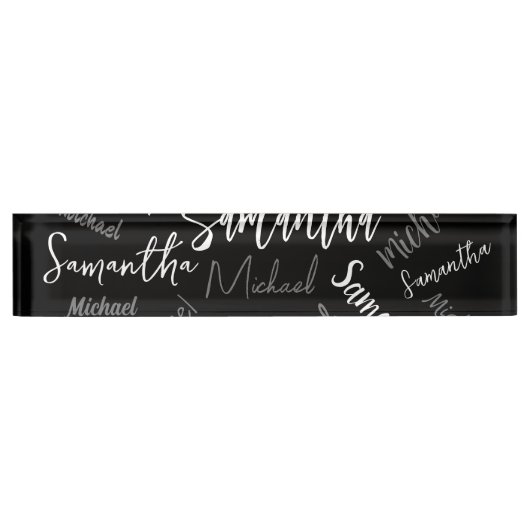 Twee namen koppel monogram zwart grijs wit naambordje (Voorkant)
