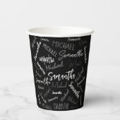 Twee namen koppel monogram zwart grijs wit papieren bekers (Achterkant)