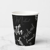 Twee namen koppel monogram zwart grijs wit papieren bekers (Achterkant)