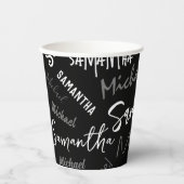 Twee namen koppel monogram zwart grijs wit papieren bekers (Voorkant)