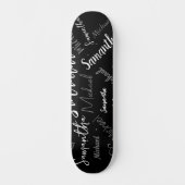 Twee namen koppel monogram zwart grijs wit persoonlijk skateboard (Voorkant)