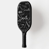 Twee namen koppel monogram zwart grijs wit pickleball paddle (Links)