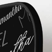 Twee namen koppel monogram zwart grijs wit pickleball paddle (Links Detail)