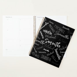 Twee namen koppel monogram zwart grijs wit planner