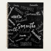 Twee namen koppel monogram zwart grijs wit planner (Voorkant)
