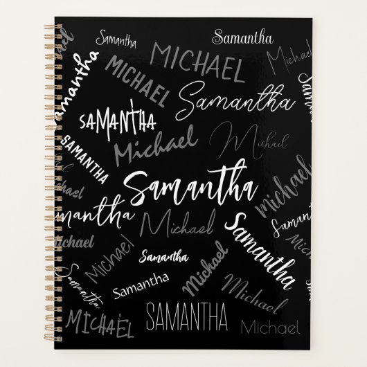 Twee namen koppel monogram zwart grijs wit planner (Voorkant)
