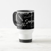 Twee namen koppel monogram zwart grijs wit reisbeker (Voorkant links)