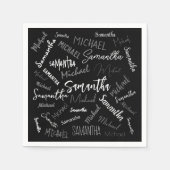 Twee namen koppel monogram zwart grijs wit servet (Voorkant)