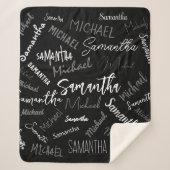 Twee namen koppel monogram zwart grijs wit sherpa deken (Voorkant)