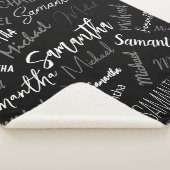 Twee namen koppel monogram zwart grijs wit sherpa deken (3/4)