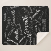 Twee namen koppel monogram zwart grijs wit sherpa deken (Voorkant (horizontaal))