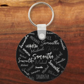 Twee namen koppel monogram zwart grijs wit sleutelhanger (Voorkant)