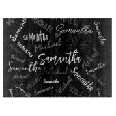 Twee namen koppel monogram zwart grijs wit snijplank (Voorkant)