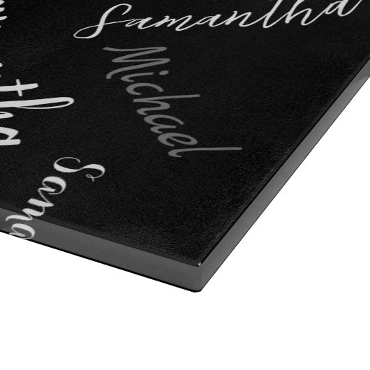 Twee namen koppel monogram zwart grijs wit snijplank (Hoek)